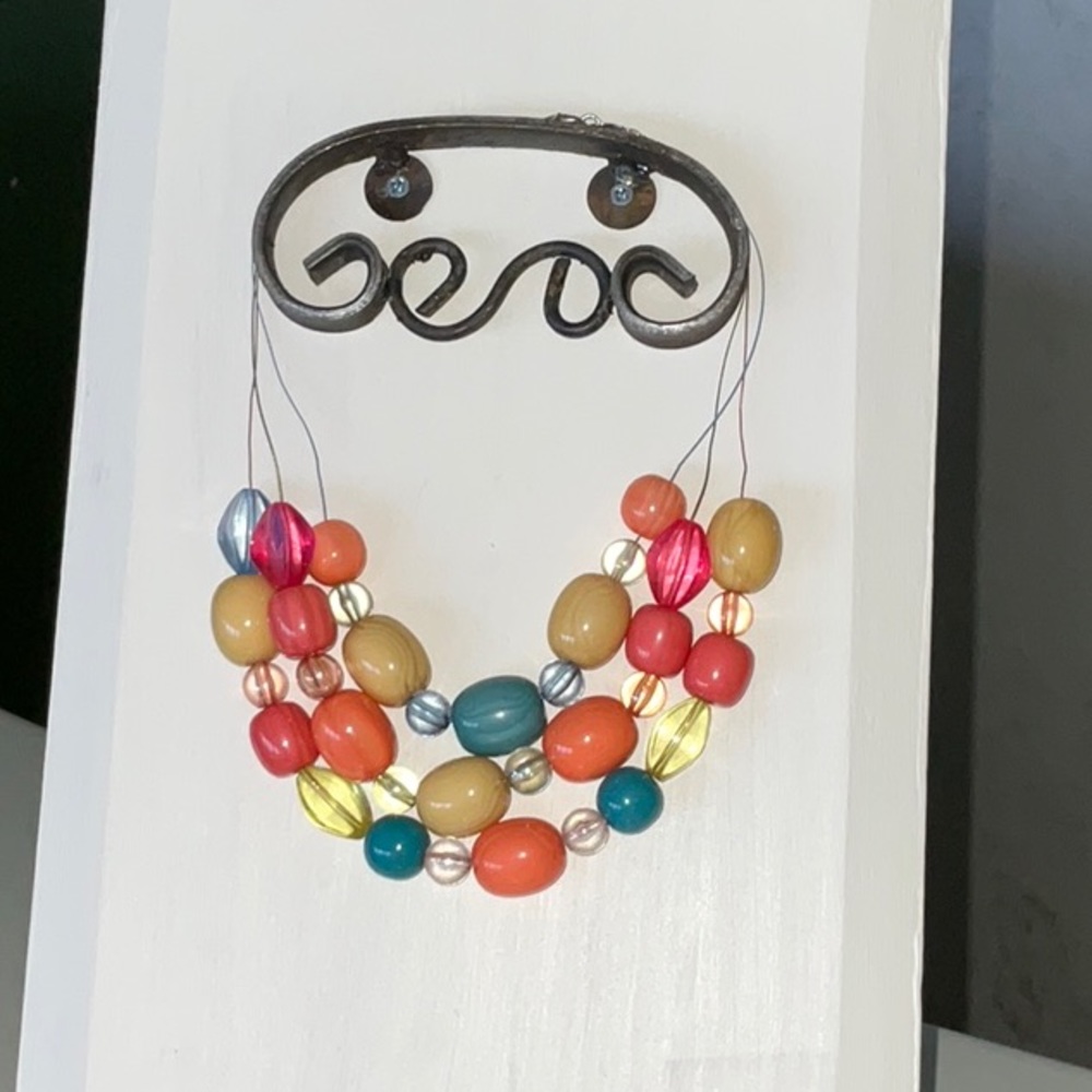 Relativity Illusion Triple Strand Spring Colored Bead Necklace